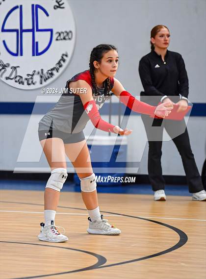 Thumbnail 1 in Incarnate Word Academy vs Brazos Christian (TAPPS Volleyball 4A Bi-District) photogallery.