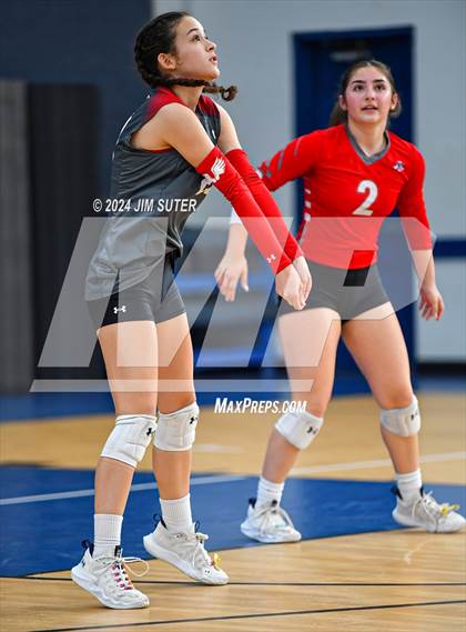 Thumbnail 1 in Incarnate Word Academy vs Brazos Christian (TAPPS Volleyball 4A Bi-District) photogallery.