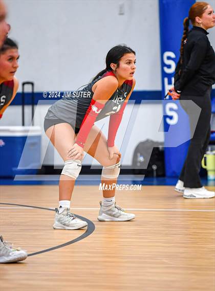 Thumbnail 2 in Incarnate Word Academy vs Brazos Christian (TAPPS Volleyball 4A Bi-District) photogallery.