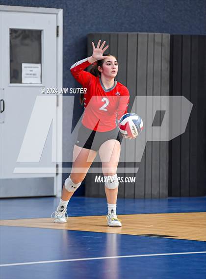 Thumbnail 3 in Incarnate Word Academy vs Brazos Christian (TAPPS Volleyball 4A Bi-District) photogallery.