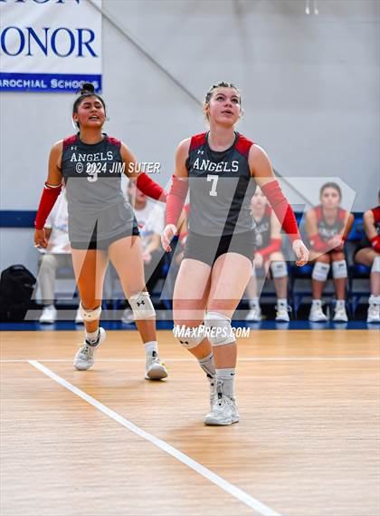 Thumbnail 2 in Incarnate Word Academy vs Brazos Christian (TAPPS Volleyball 4A Bi-District) photogallery.