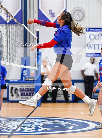 Thumbnail 2 in Incarnate Word Academy vs Brazos Christian (TAPPS Volleyball 4A Bi-District) photogallery.
