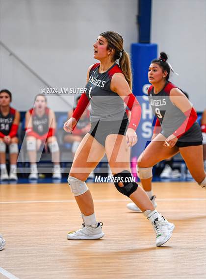 Thumbnail 3 in Incarnate Word Academy vs Brazos Christian (TAPPS Volleyball 4A Bi-District) photogallery.