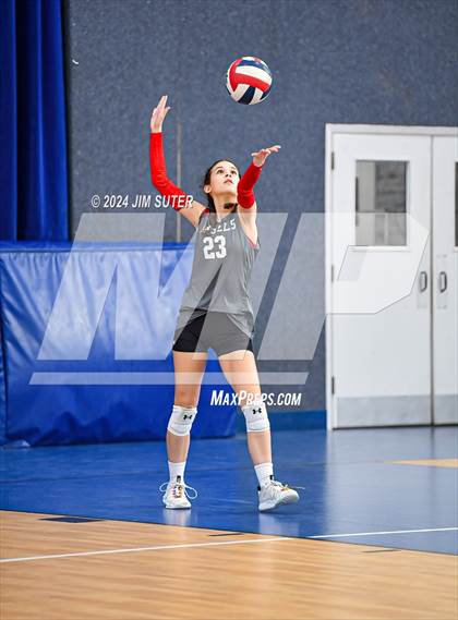 Thumbnail 1 in Incarnate Word Academy vs Brazos Christian (TAPPS Volleyball 4A Bi-District) photogallery.