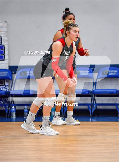 Thumbnail 3 in Incarnate Word Academy vs Brazos Christian (TAPPS Volleyball 4A Bi-District) photogallery.