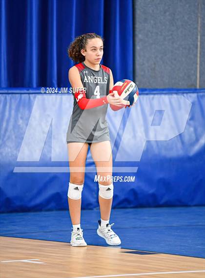 Thumbnail 3 in Incarnate Word Academy vs Brazos Christian (TAPPS Volleyball 4A Bi-District) photogallery.