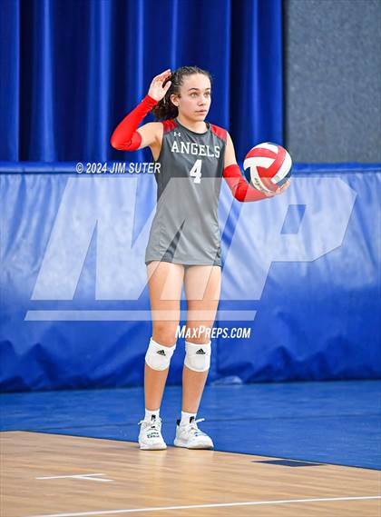 Thumbnail 3 in Incarnate Word Academy vs Brazos Christian (TAPPS Volleyball 4A Bi-District) photogallery.