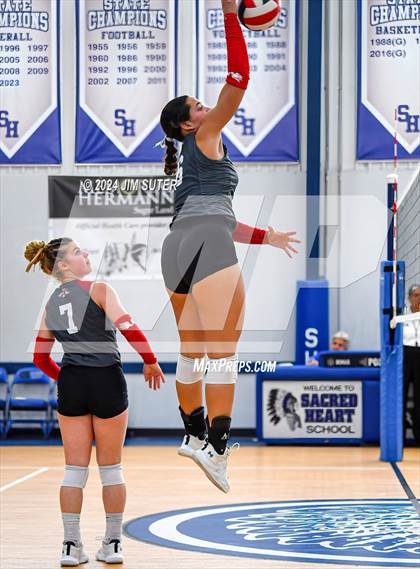 Thumbnail 3 in Incarnate Word Academy vs Brazos Christian (TAPPS Volleyball 4A Bi-District) photogallery.