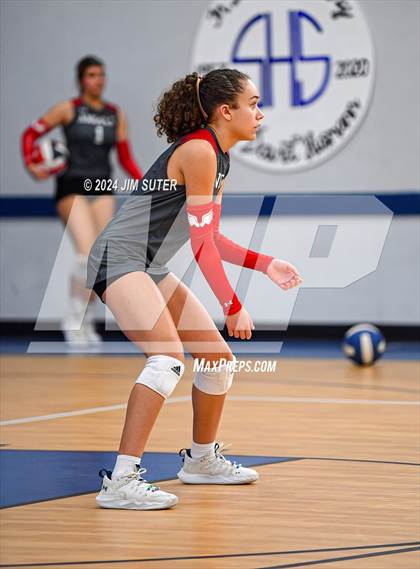 Thumbnail 3 in Incarnate Word Academy vs Brazos Christian (TAPPS Volleyball 4A Bi-District) photogallery.