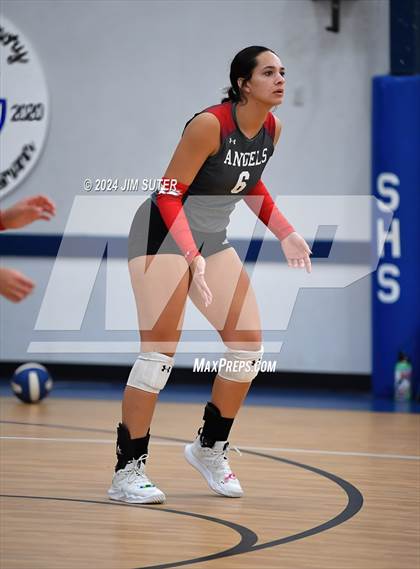 Thumbnail 2 in Incarnate Word Academy vs Brazos Christian (TAPPS Volleyball 4A Bi-District) photogallery.