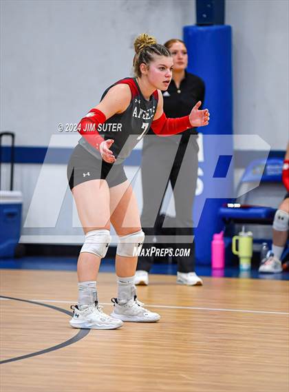 Thumbnail 1 in Incarnate Word Academy vs Brazos Christian (TAPPS Volleyball 4A Bi-District) photogallery.