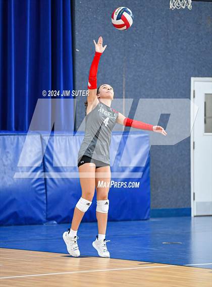 Thumbnail 1 in Incarnate Word Academy vs Brazos Christian (TAPPS Volleyball 4A Bi-District) photogallery.