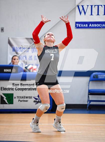 Thumbnail 3 in Incarnate Word Academy vs Brazos Christian (TAPPS Volleyball 4A Bi-District) photogallery.