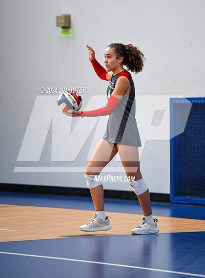 Thumbnail 2 in Incarnate Word Academy vs Brazos Christian (TAPPS Volleyball 4A Bi-District) photogallery.