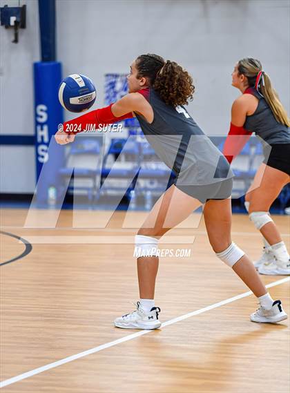 Thumbnail 3 in Incarnate Word Academy vs Brazos Christian (TAPPS Volleyball 4A Bi-District) photogallery.