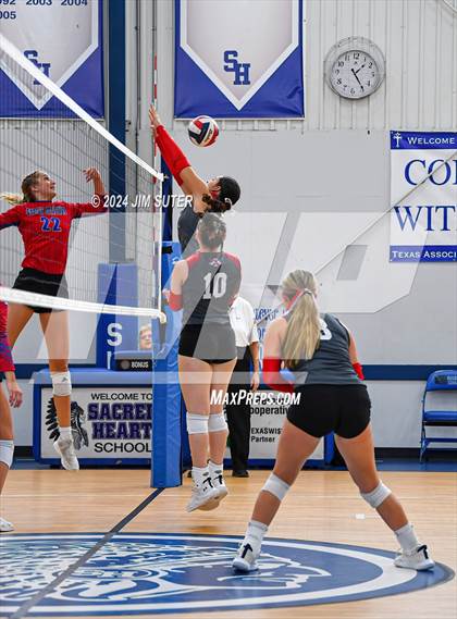 Thumbnail 2 in Incarnate Word Academy vs Brazos Christian (TAPPS Volleyball 4A Bi-District) photogallery.