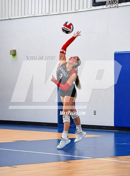 Thumbnail 2 in Incarnate Word Academy vs Brazos Christian (TAPPS Volleyball 4A Bi-District) photogallery.