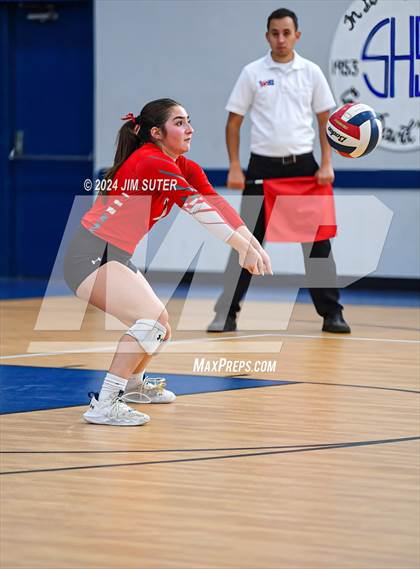 Thumbnail 1 in Incarnate Word Academy vs Brazos Christian (TAPPS Volleyball 4A Bi-District) photogallery.