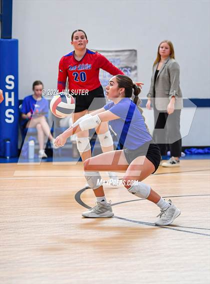 Thumbnail 2 in Incarnate Word Academy vs Brazos Christian (TAPPS Volleyball 4A Bi-District) photogallery.