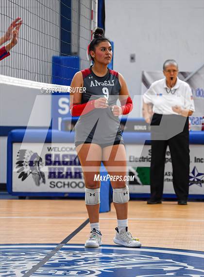 Thumbnail 2 in Incarnate Word Academy vs Brazos Christian (TAPPS Volleyball 4A Bi-District) photogallery.