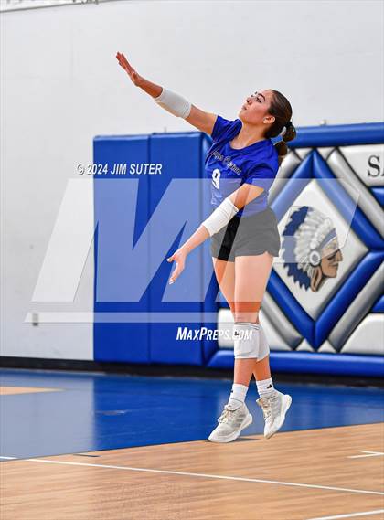 Thumbnail 2 in Incarnate Word Academy vs Brazos Christian (TAPPS Volleyball 4A Bi-District) photogallery.