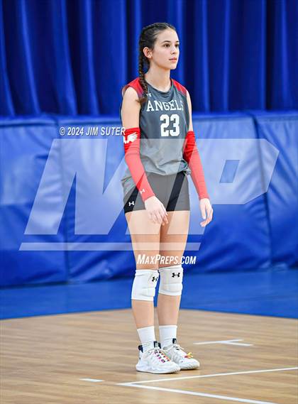 Thumbnail 2 in Incarnate Word Academy vs Brazos Christian (TAPPS Volleyball 4A Bi-District) photogallery.
