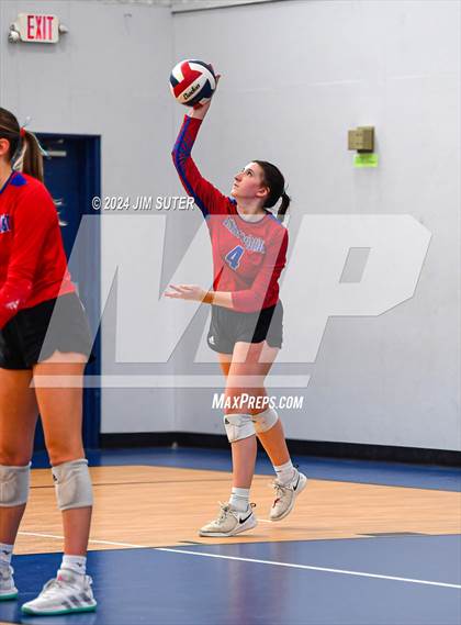 Thumbnail 3 in Incarnate Word Academy vs Brazos Christian (TAPPS Volleyball 4A Bi-District) photogallery.