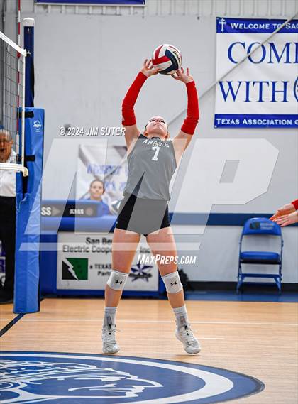 Thumbnail 2 in Incarnate Word Academy vs Brazos Christian (TAPPS Volleyball 4A Bi-District) photogallery.