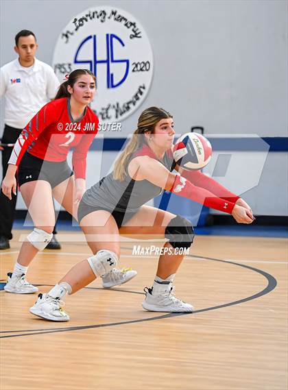 Thumbnail 3 in Incarnate Word Academy vs Brazos Christian (TAPPS Volleyball 4A Bi-District) photogallery.