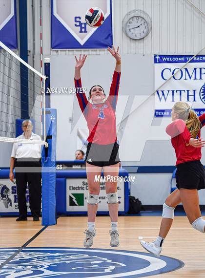 Thumbnail 2 in Incarnate Word Academy vs Brazos Christian (TAPPS Volleyball 4A Bi-District) photogallery.
