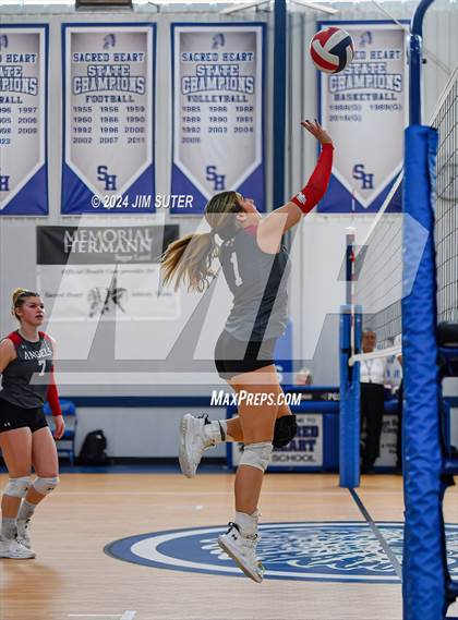 Thumbnail 3 in Incarnate Word Academy vs Brazos Christian (TAPPS Volleyball 4A Bi-District) photogallery.