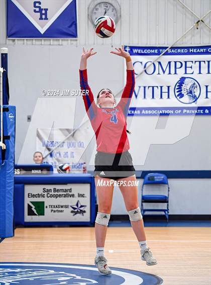 Thumbnail 3 in Incarnate Word Academy vs Brazos Christian (TAPPS Volleyball 4A Bi-District) photogallery.