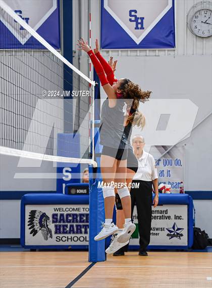Thumbnail 1 in Incarnate Word Academy vs Brazos Christian (TAPPS Volleyball 4A Bi-District) photogallery.