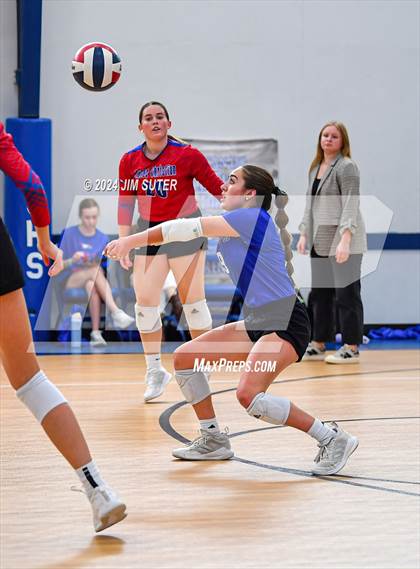 Thumbnail 3 in Incarnate Word Academy vs Brazos Christian (TAPPS Volleyball 4A Bi-District) photogallery.