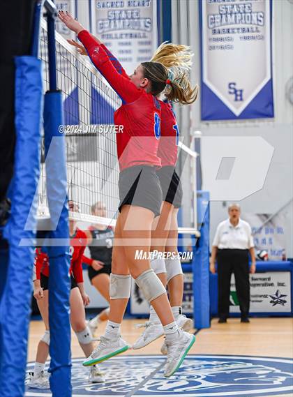 Thumbnail 1 in Incarnate Word Academy vs Brazos Christian (TAPPS Volleyball 4A Bi-District) photogallery.