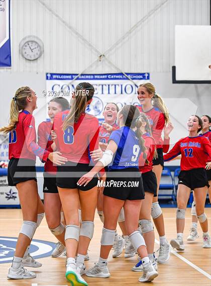 Thumbnail 2 in Incarnate Word Academy vs Brazos Christian (TAPPS Volleyball 4A Bi-District) photogallery.
