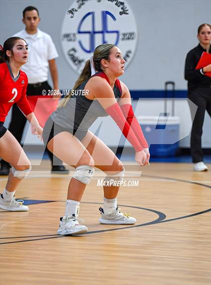 Thumbnail 3 in Incarnate Word Academy vs Brazos Christian (TAPPS Volleyball 4A Bi-District) photogallery.