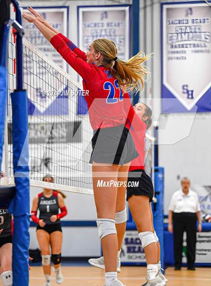 Thumbnail 2 in Incarnate Word Academy vs Brazos Christian (TAPPS Volleyball 4A Bi-District) photogallery.