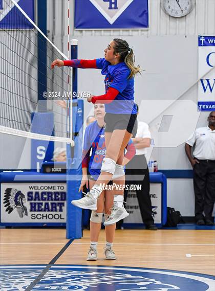 Thumbnail 3 in Incarnate Word Academy vs Brazos Christian (TAPPS Volleyball 4A Bi-District) photogallery.