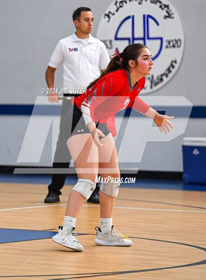 Thumbnail 2 in Incarnate Word Academy vs Brazos Christian (TAPPS Volleyball 4A Bi-District) photogallery.