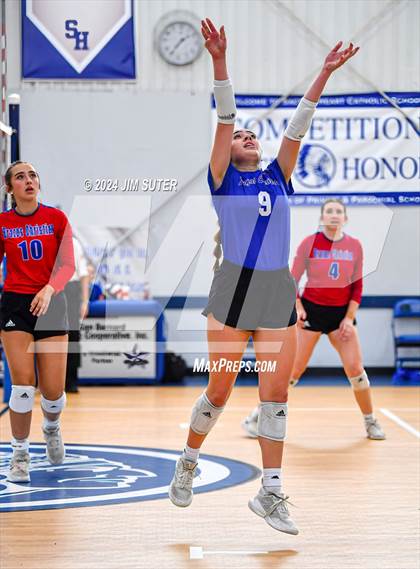 Thumbnail 1 in Incarnate Word Academy vs Brazos Christian (TAPPS Volleyball 4A Bi-District) photogallery.