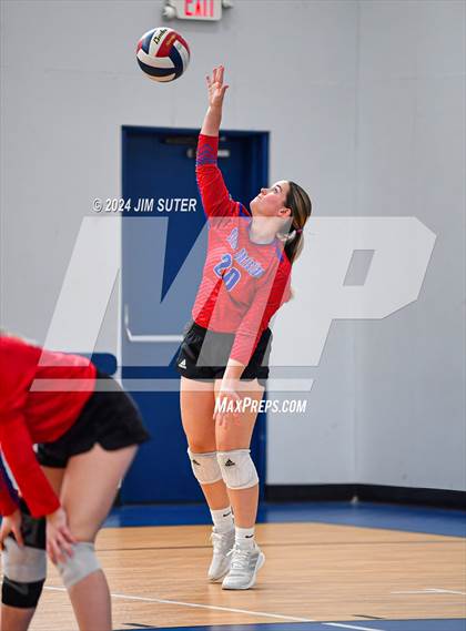 Thumbnail 3 in Incarnate Word Academy vs Brazos Christian (TAPPS Volleyball 4A Bi-District) photogallery.