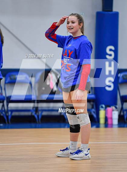 Thumbnail 2 in Incarnate Word Academy vs Brazos Christian (TAPPS Volleyball 4A Bi-District) photogallery.
