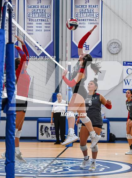 Thumbnail 1 in Incarnate Word Academy vs Brazos Christian (TAPPS Volleyball 4A Bi-District) photogallery.