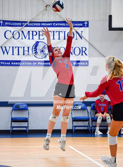 Thumbnail 3 in Incarnate Word Academy vs Brazos Christian (TAPPS Volleyball 4A Bi-District) photogallery.