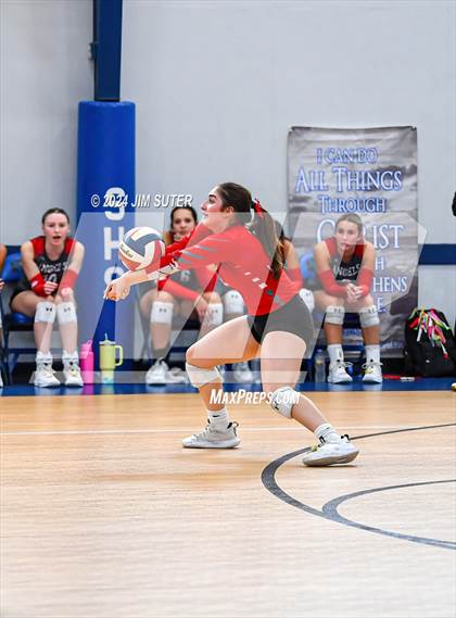 Thumbnail 3 in Incarnate Word Academy vs Brazos Christian (TAPPS Volleyball 4A Bi-District) photogallery.