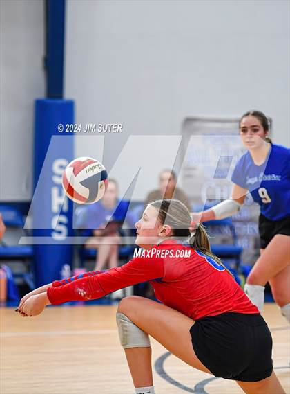 Thumbnail 2 in Incarnate Word Academy vs Brazos Christian (TAPPS Volleyball 4A Bi-District) photogallery.