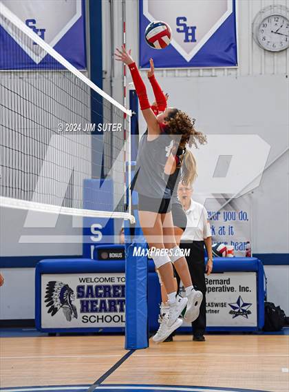 Thumbnail 3 in Incarnate Word Academy vs Brazos Christian (TAPPS Volleyball 4A Bi-District) photogallery.