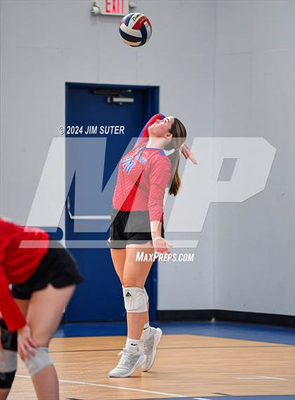 Thumbnail 2 in Incarnate Word Academy vs Brazos Christian (TAPPS Volleyball 4A Bi-District) photogallery.