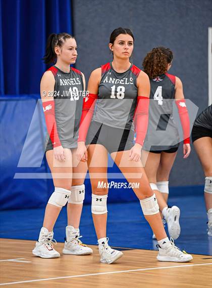 Thumbnail 2 in Incarnate Word Academy vs Brazos Christian (TAPPS Volleyball 4A Bi-District) photogallery.